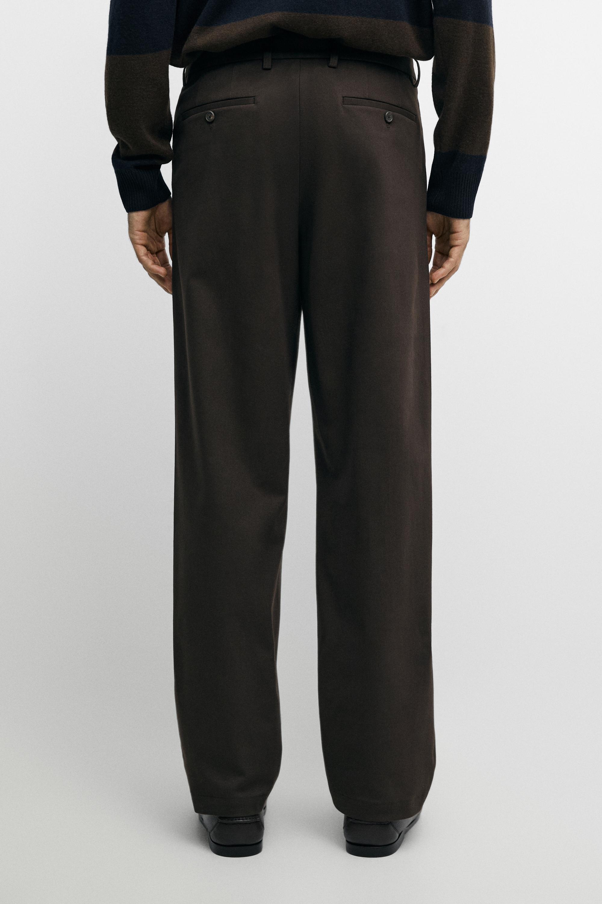 Cotton blend straight-leg pants